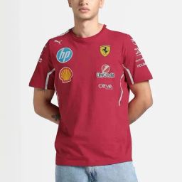 Puma Red Cotton Regular Fit Printed Sports T-Shirts-image-16
