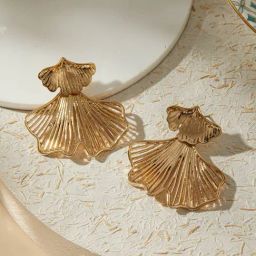 Aatmana Golden Petal Shaped & Textured Contemporary Studs-35