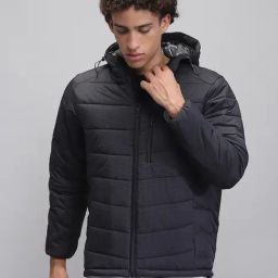 Rock.It Black Regular Fit Quilted Hooded Jacket-picture-13
