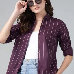 Hancock Wine Cotton Striped Shirt-picture-12