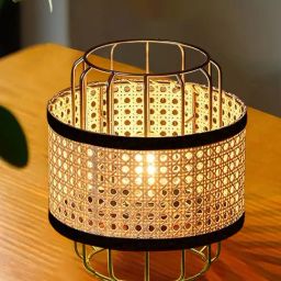 Homesake Black Rattan 10 inches Boho Beside Table Lamp-38
