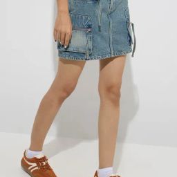 Nuon by Westside Blue Washed High-Rise Denim Skirt-image-96