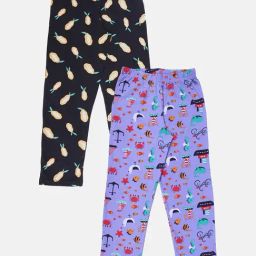 Kiddopanti Boys Black & Purple Cotton Printed Regular Fit Nightwear Bottoms - Pack of 2-image-35