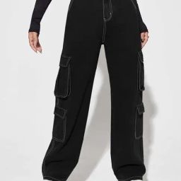 Kotty Black High Rise Wide Leg Jeans-image-8