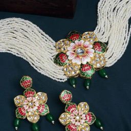 Panash Gold Plated Gold Kundan Studded Jewellery Set-67