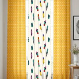 Urban Space Yellow Cotton Classic Curtains for Door - Set of 3-image-64