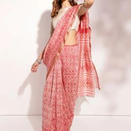 Fabindia Pink Cotton Silk Blend Sari-image-12
