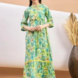 StyloBug Girls Green Cotton Printed Dress-picture-0