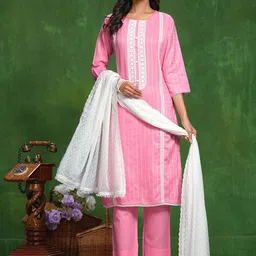 Sangria Pure Cotton Kurta & Trousers With Dupatta-picture-15