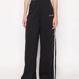 Guess Black Solid Zoey Dobby Piquet Trackpants-image-91