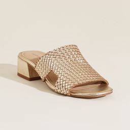 Peach Flores Textured Leather Block Pumps-15