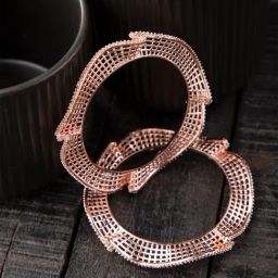 Priyaasi Rose Gold American Diamond Wave Bangle Set of 2-75