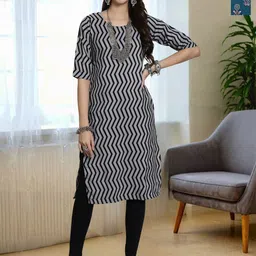 HERE&NOW Selection Of 2 Geometric Printed Round Neck Straight Kurtas-image-92