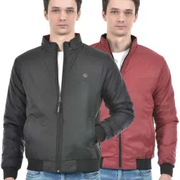 Integriti Black & Maroon Regular Fit Reversible Jacket-image-74