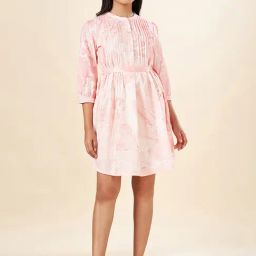 Akkriti by Pantaloons Peach Printed A-Line Dress-image-93