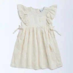 HOP Kids by Westside Cream Embroidered Cotton A-Line Dress-picture-26