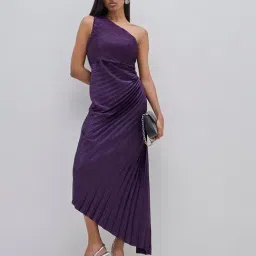 Wardrobe by Westside Purple Cut-Out Asymmetrical Dress-image-29