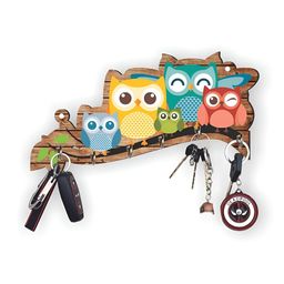 Webelkart Brown & Blue Owl Family Wooden Key Holder-image-96