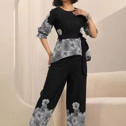 Libas Black Printed Pyjamas Set-image-37