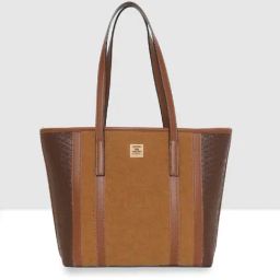 Esbeda Tan Textured Large Tote Handbag-11