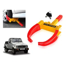 Auto Pearl Adjustable Anti Theft Yellow, Red Wheel Clamp Lock Compatible with Maruti Suzuki Gypsy-image-30