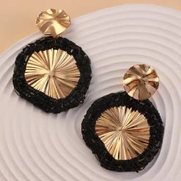 Sohi Onyx Black Revolving Mirror Drop Earrings for Women-picture-46