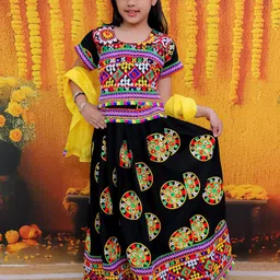 BownBee Girls Embroidered Sequinned Ready to Wear Lehenga & Blouse With Dupatta-31