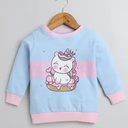 Bumzee Girls Sky Blue Printed Full Sleeves Sweatshirt-image-33
