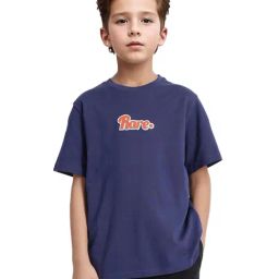 Rare Ones Boys Navy Cotton Embroidery T-Shirt-image-56