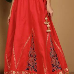 Kaanchie Nanggia Red Silk Skirt-image-92