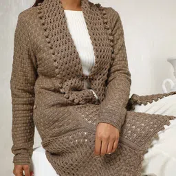 Soch Self Design Longline Acrylic Open Front Shrug image 2