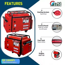 HPM Silent Series Petrol 10 Amp Recoil Start Portable Generator 2.1 kVA Maximum Output, GE-2400Pi image 2