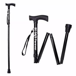 Besafe Forever Aluminium Folding Height Adjustable Walking Stick/Cane for Men/Women Old Age, Black-20