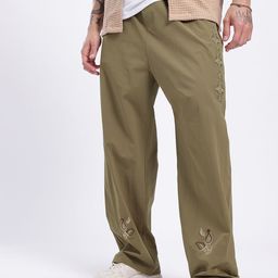 glitchez Men Embroidered Detail Loose Fit Trousers-image-42