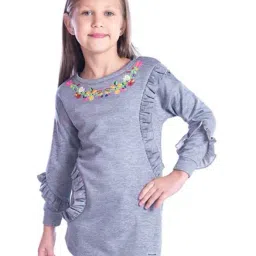 Cherry Crumble By Nitt Hyman Kids Grey Embroidered Dress-image-49
