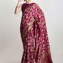 Janasya Floral Woven Design Zari Banarasi Saree-picture-41