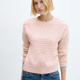 MANGO Women Self Design Pullover-image-56