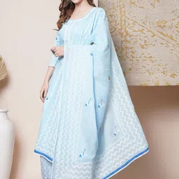 Anni Designer Abstract Printed Regular Straight Kurta with Trousers & Dupatta-4