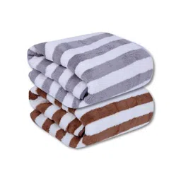 Fezora Pink & White 2 Striped Cotton 500 GSM Bath Towel-image-43