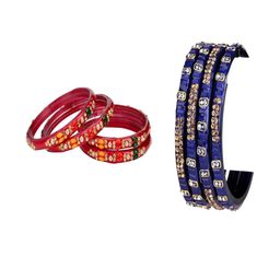 SOMIL Set Of 8 Multi Alloy Artificial Stones and Beads Antique Bangles-image-89