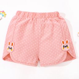 Kookie Kids Knee Length Shorts Polka Print & Bunny Patch - Pink-image-56