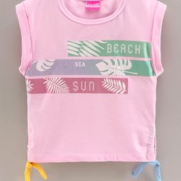 Little Kangaroos Sleeveless Top Leaf Print - Pink-image-80