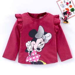 Babyhug Cotton Full Sleeves Minnie Mouse Print Tshirt - Maroon-image-62
