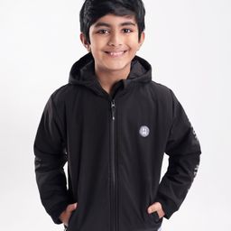 Pine Kids Full Sleeves Light Winter Hooded Jacket - Black-image-87