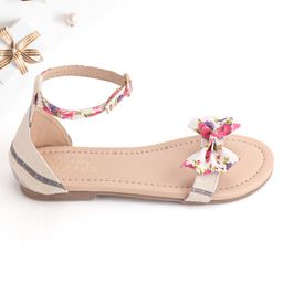 Hola Bonita Party Wear Sandals With Bow Applique - Beige-picture-14