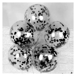 AMFIN Pack Of 10 Transparent Balloons Bouquet Combo with Pre Filled Confetti & Ribbons - Black-image-71