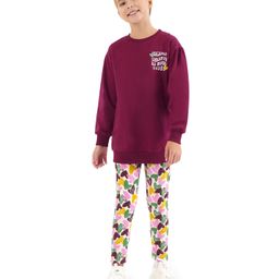 Primo Gino 100% Cotton Sweatshirt & Leggings Set with Heart Print - Maroon-image-67