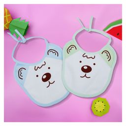 Baby Moo Junior Teddy Pack Of 2 Adjustable Tie Knot Cotton Bibs - Green-image-37