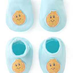 Babyoye Eco Conscious 100% Cotton Interlock with Eco Jiva Finish Solid Dyed Gloves & Mittens with Orange Applique - Blue-image-27