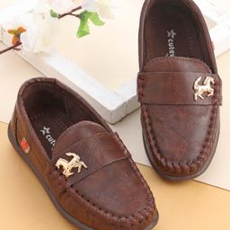 Cute Walk by Babyhug Slip On Loafer Shoes  with Horse Applique- Brown-image-67
